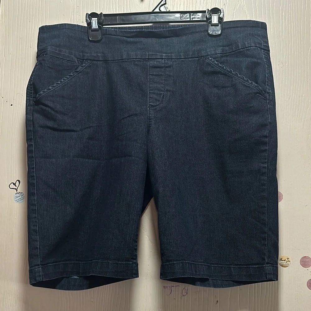 Style & Co High-Waisted Denim Bermuda Shorts - XL - Dark Wash